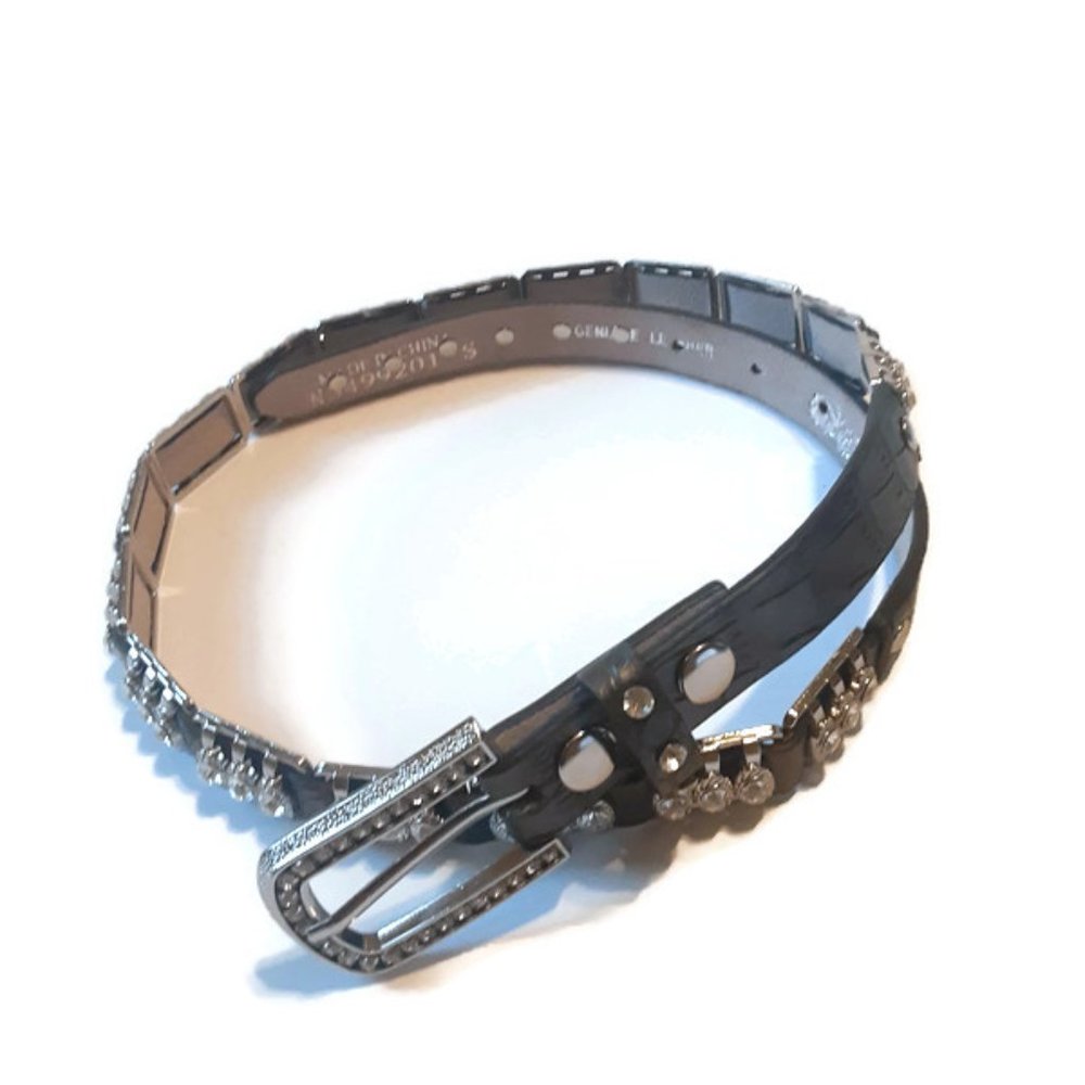 Nocona Croc Printed Leather and Rhinestone Western Belt Size S